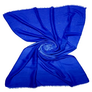 Party Wear Double Shaded Glitter Stole - Royal Blue